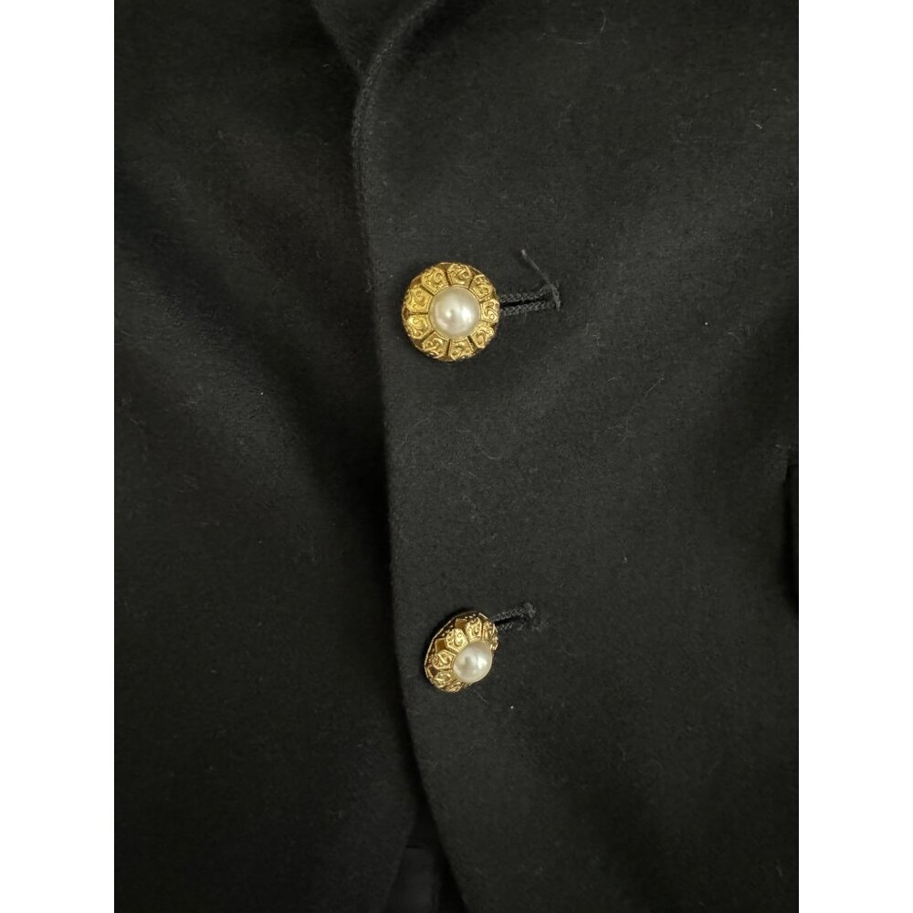 Over Qualified Blazer Womens 8 Embellished Crest Gold Braid Black Wool - Picture 5 of 11